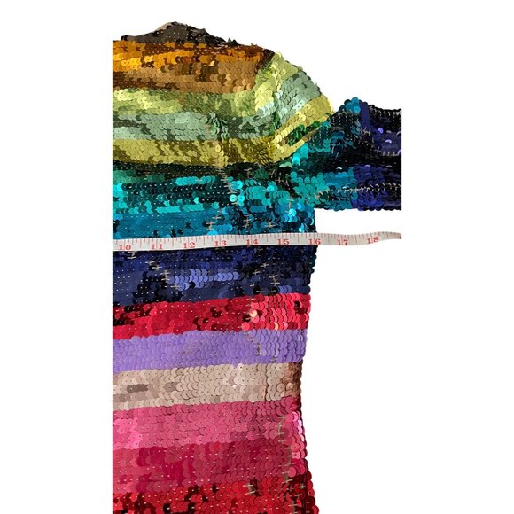 Mac Duggal Striped Sequin Long Sleeve Colorful Mini Dress Size 4 NWT - Picture 7 of 9
